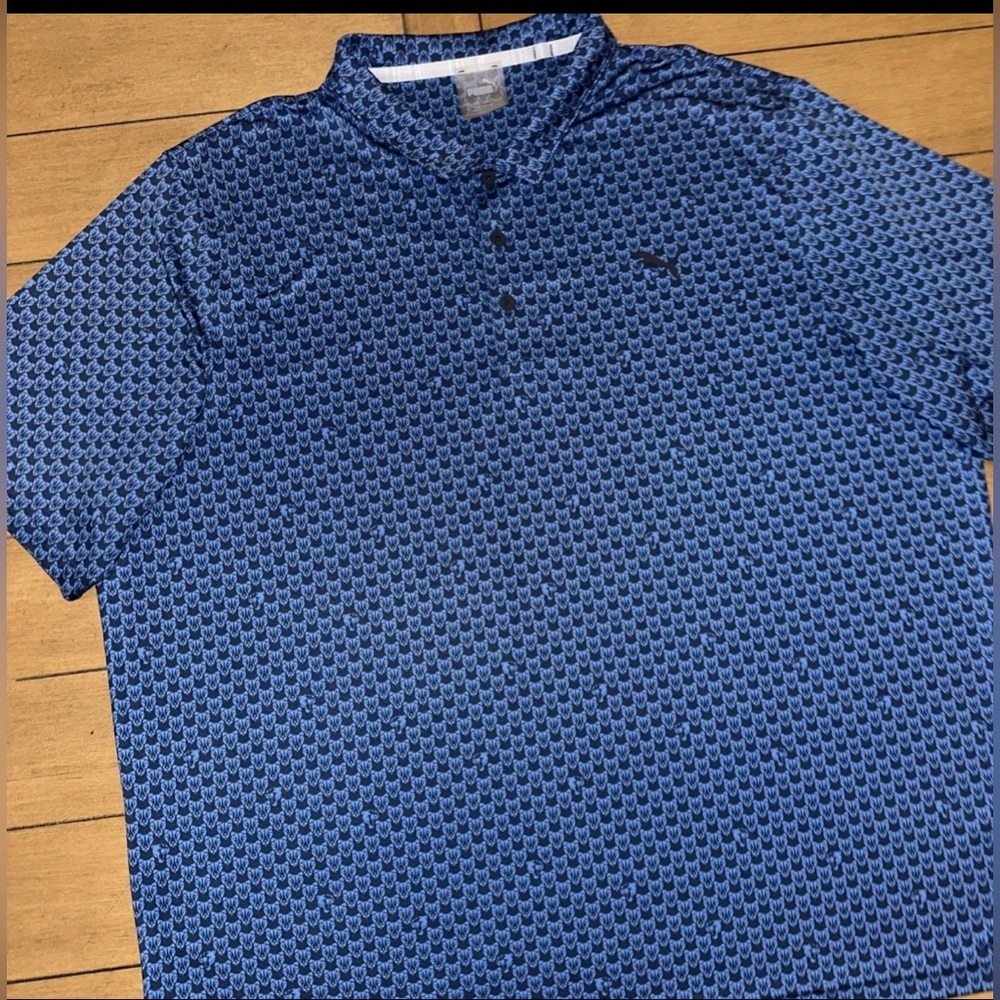 Puma Mens XXL Mattr Roar Golf Polo Star Sapphire Blue All Over Graphic Print